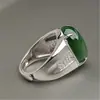 Anel de Chefe Calemei Internet Jade Verde Vermelho com Textura Fina e Anel de Jade Verde Oleoso Anel de Jaspe Pedra Bruta em Forma de Ovo