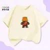 Camisetas de Moda de Verano para Niños con Cuello Redondo y Manga Corta, Tops Holgados para Niños de Mediana Edad y Mayores, Estilo Coreano de Dibujos Animados, Algodón Puro, Casual, Ropa Familiar