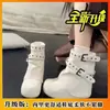 Botines de mezclilla delgados y lindos sin cordones con hebilla de cinturón, otoño 2026, ajuste slim, punta redonda, versátiles con faldas, botines cortos Birkenstock para mujer
