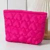 Bolso de Mano Acolchado con Corazón de Amor Estilo Nuevo Japonés y Coreano Transfronterizo Bolsa Interior Bolsa de Maquillaje de Gran Capacidad Bolsa para Guardar Lápiz Labial Bolso de Mujer