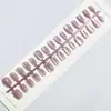 Uñas Postizas Combinadas Ojo de Gato Color Sólido Usables, Uñas de Manicura Color Sólido Blanqueadoras y de Alta Gama, Almendras Largas Removibles (30 piezas)