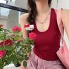Principios de Otoño Nuevo Camisola de Tirantes con Cuello Halter para Niña Ropa Interior Básica Adelgazante Ajustada Estilo Coreano con Soporte de Busto con Lazo en U