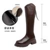 Botas de Equitação Femininas com Salto Escondido e Corte em V Outono/Inverno 2026 Botas de Solado Grosso Meio-Altas para Pessoas Baixas, Botas Longas Estilo College