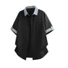 Camisa masculina de manga curta 2026, novo estilo de verão, camisa de marca da moda com design de cor gradiente, solta e casual, estilosa e legal