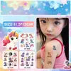 Pegatinas de Tatuaje de Brillo para Niños Unicornio Lindo Pony Colorido Chica Linda Impermeables Duraderas Brillantes Brazo