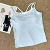 Nueva Camisola Elegante de Bloques de Color Falsa de Dos Piezas para Mujer con Almohadillas en el Pecho, Diseño de Dibujos Animados en el Pecho, Espalda Hermosa, Camisola Versátil para Usar con Otras Prendas