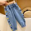 Pantalones Bordados Nuevos de Primavera y Otoño Pantalones para Bebé Niñas Jeans Suaves Casuales para Niños Jean Fille