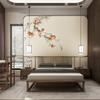 Nuevo Estilo Chino Decorativo Tela de Pared Tinta Flor de Granada y Pájaro Fondo de Pared para TV Papel Tapiz Estudio Dormitorio Papel Tapiz Mural de Tela de Pared