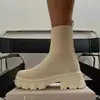Botines elásticos de talla grande 2026 Botas Martin Flyknit Transpirables Color Caramelo Plataforma Tacón Grueso Impermeables Botines de Plataforma para Mujer