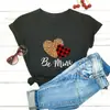 Nueva Camiseta de San Valentín con Estampado de Leopardo y Corazón, Sitio Independiente de Comercio Exterior Camiseta de Manga Corta con Cuello Redondo de Comercio Exterior