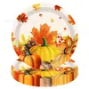 Hoja de Arce de Otoño Calabaza Acción de Gracias Tema de Otoño Platos de Papel Desechables Mantel Servilletas Set de Fiesta Suministros de Decoración
