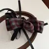 Pinza de plátano de cinta de lazo a cuadros de color retro coreano, pinza versátil de tela estilo perezoso para cola de caballo con un toque de alta gama