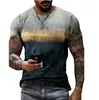 2026 Comercio Exterior Europeo y Americano Verano Nuevo Hombre Estampado 3D Personalidad Retro Casual Cuello Redondo Manga Corta Camiseta Fabricante Suministro Directo