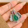 Colar Novo Estilo Acessório de Joia Colar com Pedras Preciosas Coloridas, Coríndon Vermelho, Calcedônia Verde, Moda Vintage, Atacado de Fábrica para Mulheres
