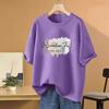 Camiseta de Manga Corta de Algodón Puro para Mujer Verano 2026 Nuevo Estilo Coreano Holgada Aspecto Adelgazante Versátil Cuello Redondo Top Asimétrico Camiseta