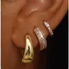 Nuevo Set de Aretes Dorados de 3 Piezas Estilo Europeo y Americano de Amazon con Circonia para Mujer, Set de Aretes Chapados en Cobre K Gold, Joyería de Regalo