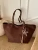 Bolsa Tote Casual de Outono para o Trabalho Grande Capacidade Nova Bolsa de Ombro Retro Feminina Bolsa Saco Texturizada Bolsa de Mão