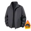 26 Jaqueta Nova Dupla Face Masculina para Meia-Idade e Jovens Jaqueta com Plus Veludo Masculina Outono e Inverno Tamanho Grande M-8XL Gola Alta