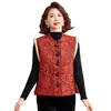 Chaleco estampado floral estilo chino, talla grande, nueva colección otoño/invierno para mujeres de mediana edad, prenda exterior retro sin mangas, top acolchado