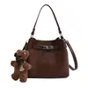 Bolso de Mano para Mujer para Viajes al Trabajo Retro PU Grano de Lichi Bolso Mujer 2026 Otoño/Invierno Nuevo Ligero Lujoso Bolso Cruzado Tipo Cubo