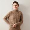 Suéter de Cachemira Holgado Versátil Estilo Vintage Suéter de Punto Trenzado Otoño e Invierno 2025 Suéter de Lana Tejido de Cuello Medio para Mujer