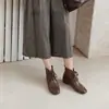 Botas de Tobillo Cortas para Mujer LanGuiGrandma Tasha Estilo Británico Retro Botas tipo Martin Piel Genuina Tacón Grueso Color Frotado a Mano Pesado