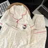 Se Puede Usar Afuera, Conjunto de Tres Piezas de Pijama de Algodón Nube Talla Grande para Mujer, Verano con Almohadillas en el Pecho, Lunares, Gato Kt de Manga Corta y Pantalones Largos, Ropa de Casa