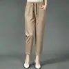 Calça Feminina de Verão Estilo Fino para Mulheres de Meia-Idade e Idosas, Calça para Mãe de Meia-Idade, Perna Reta, Elástica, Novo Estilo 2026, Calça Cropped Casual
