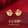 Brincos de Prata Esterlina S925 com Peixe Koi da Sorte e Calcedônia para Meninas Novo Design Chinês Brincos Luxuosos Antigos Presente de Aniversário para Namorada