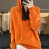 Suéter Nuevo Transfronterizo Lana Rayas Con Capucha Mujer Holgado Otoño Invierno Mezcla Color Sólido 2024 Gorro de Punto Sudadera con Capucha