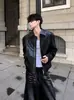 Sociedad Cang Negra/Diseño de estilo americano de alta resistencia, chaqueta de cuero corta acolchada en los hombros, prenda exterior de alta gama, elegante y de corte limpio para hombre