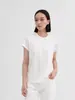 Warren Hailong Sst008 Moda Femenina de Principios de Primavera Color Sólido Algodón Pima Ajustada Cuello Redondo Manga Corta Camiseta para Mujer