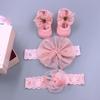 Europeu e Americano Novo Cabelo Infantil Faixa Meias Set Malha Arco Headband Coreano Bebê Cabelo Banda Set Presente