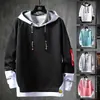 Sudadera falsa de dos piezas para hombre, primavera y otoño, nueva chaqueta con capucha de moda coreana, ropa para jóvenes y guapos estudiantes.