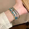 Pulseira de Contas com Cor Maillard em Múltiplas Camadas para Mulheres, Joia de Mão Nicho Estilo Chinês Novo Retrô, Pulseiras Empilhadas Estilo Étnico