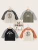 Coleção Camiseta de Manga Longa Estilo Europeu para Meninos Roupas de Outono Vestuário Infantil Tops de Outono para Meninos Camada Base