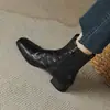 Botines Cortos de Piel de Cabra Elegantes Retro Cómodos Estilo Nuevo Otoño e Invierno 2026 Punta Cuadrada Tacón Bajo Cremallera Lateral Botas de Moda Europeas y Americanas