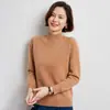 Suéter grueso de cachemira pura con cuello semi-alto y hombros raglán, una capa base cálida y versátil para mujer, un top de punto elegante y versátil