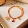 Pulseira Pingente Cavalo com Contas de Ágata para o Ano do Cavalo, Pulseira Versátil Estilo Chinês Retro Novo, Acessório de Mão Exquisito de Alta Qualidade para Mulheres