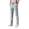 Pantalones gris claro para hombre verano seda de hielo deportes elásticos rectos pantalones sueltos para jóvenes modernos que combinan con todo pantalones casuales