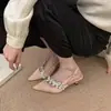 Elegantes Zapatos de Tacón Alto con Puntera Afilada y Pedrería de Tacón Fino, Sandalias Sexy de Piel Suave Estilo Mariposa con Punta Cerrada, Nuevo Estilo para Primavera y Otoño 2026