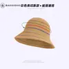 Sombrero de Sol de Verano con Protección Solar, Versátil, Sombrero de Pescador de Punto Hueco Transpirable Rayado para Adelgazar el Rostro de Mujer