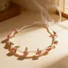 Diadema Nueva Estilo Perla Rosa con Cinta de Flores, Accesorio para el Cabello de Mujer, Tocado para Dama de Honor, Pasador para el Cabello Dulce con Lazo, Disponible para Venta al por Mayor Mixta