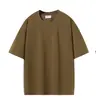 Camiseta de algodón puro de peso pesado con logo personalizado, camiseta cultural transfronteriza de 280 g, manga corta caída, hilo doble de 32 hilos, camiseta de hombre talla estadounidense