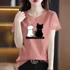 Comércio Exterior Transfronteiriço Último Estoque Grande Marca Etiqueta Cortada Roupas de Mãe Tamanho Plus T-shirt de Manga Curta Mulheres Design de Nicho Senso Estilo Harajuku Solta