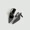 Tacones de Aguja Puntiagudos para Mujer, Estilo Popular en Línea, Sandalias Casuales de Gamuza con Correa Única de Tacón Alto, Punta Cerrada, Sin Espalda, Estilo Coreano, Talla Pequeña