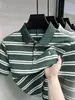 Camiseta de Manga Corta a Rayas con Cuello para Hombre, Estilo Nuevo Verano 2026, Moda, Bordado de Caballo, Polo Transpirable Casual para Hombre
