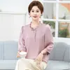 Blusa Feminina de Chiffon com Manga Longa e Gola Franzida, Top Satinado que Cobre a Barriga, Camiseta Stylish para Usar por Baixo, Coleção Primavera e Outono 2026