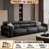 Fábrica de Origen Sofá Pequeño de Cuero Vacuno Negro Sofá Moderno para Apartamento Pequeño Sala de Estar Sofá de Arte de Cuero Negro