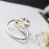 Conjunto Atacado de Joias de Prata Nafoge com Jade Hetian Natural Anel de Prata Vintage Flor de Lótus Anel Aberto de Prata 925 Sterling para Mulheres